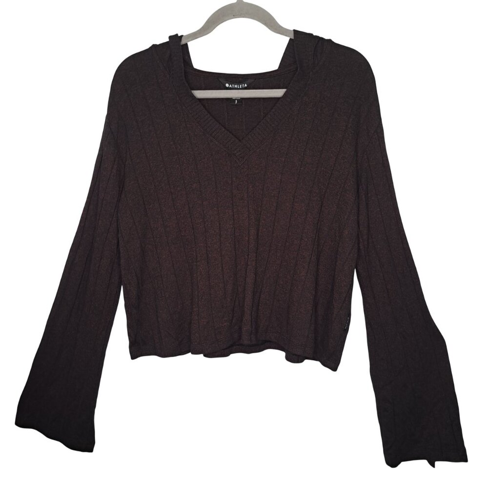 Athleta Rib Knit Hooded Pullover Size Small